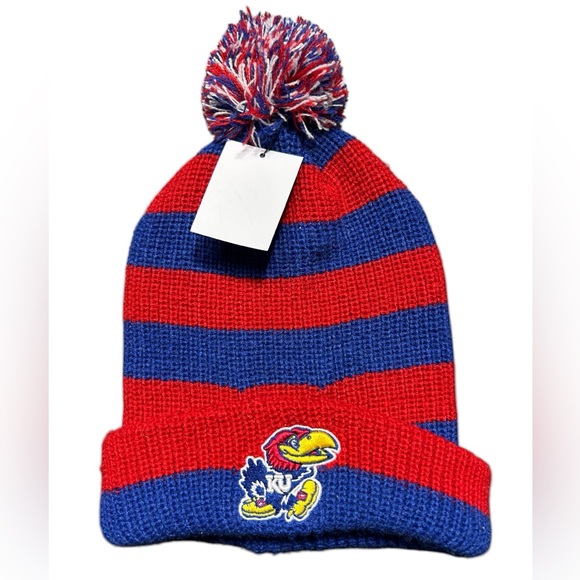 NCAA FAN FAVORITE Men's Beanie Kansas University Jayhawks Winter Hat Knitted Cap - Picture 2 of 3
